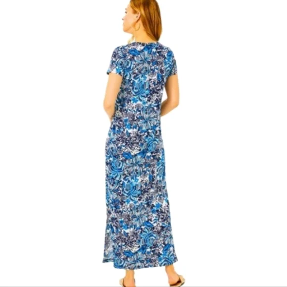 Lilly Pulitzer Etta Maxi Dress in Low Tide Navy Pandarama Sz Medium NWOT - Picture 3 of 13